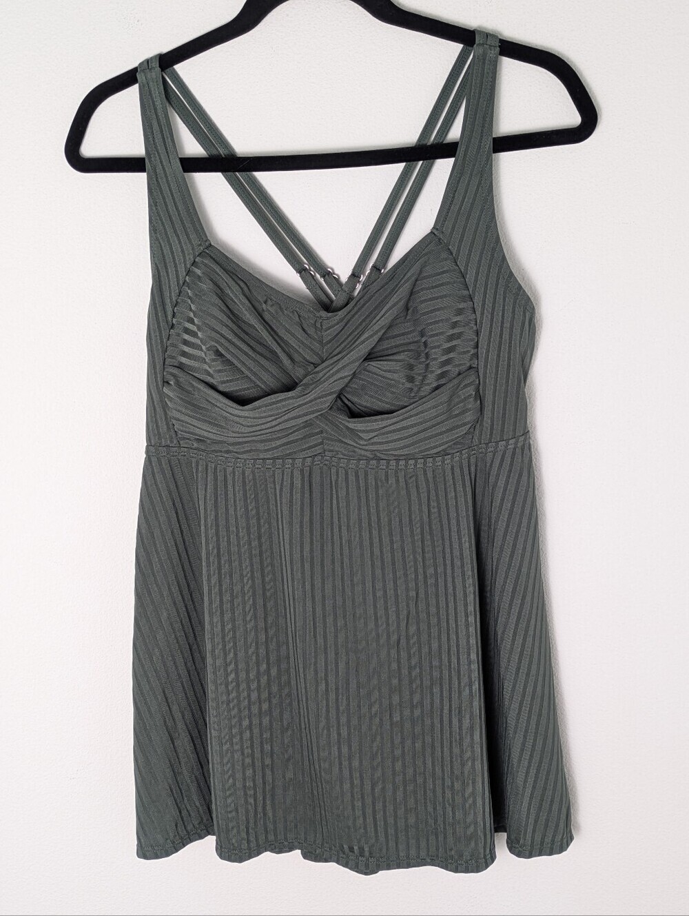 Summer Mae Womens Swim Top Army Green Wrap Front Tankini Size XL New